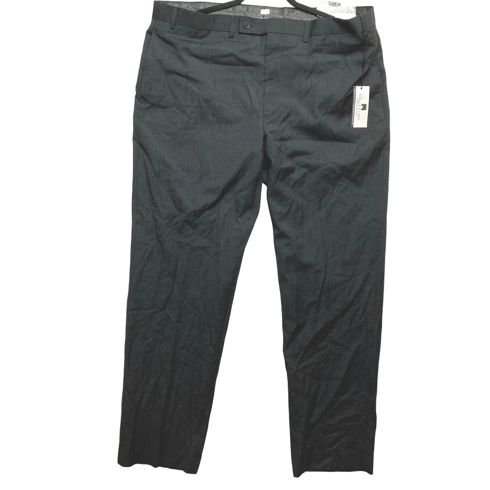 Michael Strahan Dress Pants Mens 40W 32L Charcoal Pinstripe Wool Blend